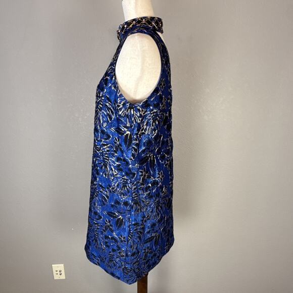 Lilly Pulitzer Brandi Cobalt Blue Metallic Shift Dress Size 8 Embroidered Beaded - Picture 4 of 9